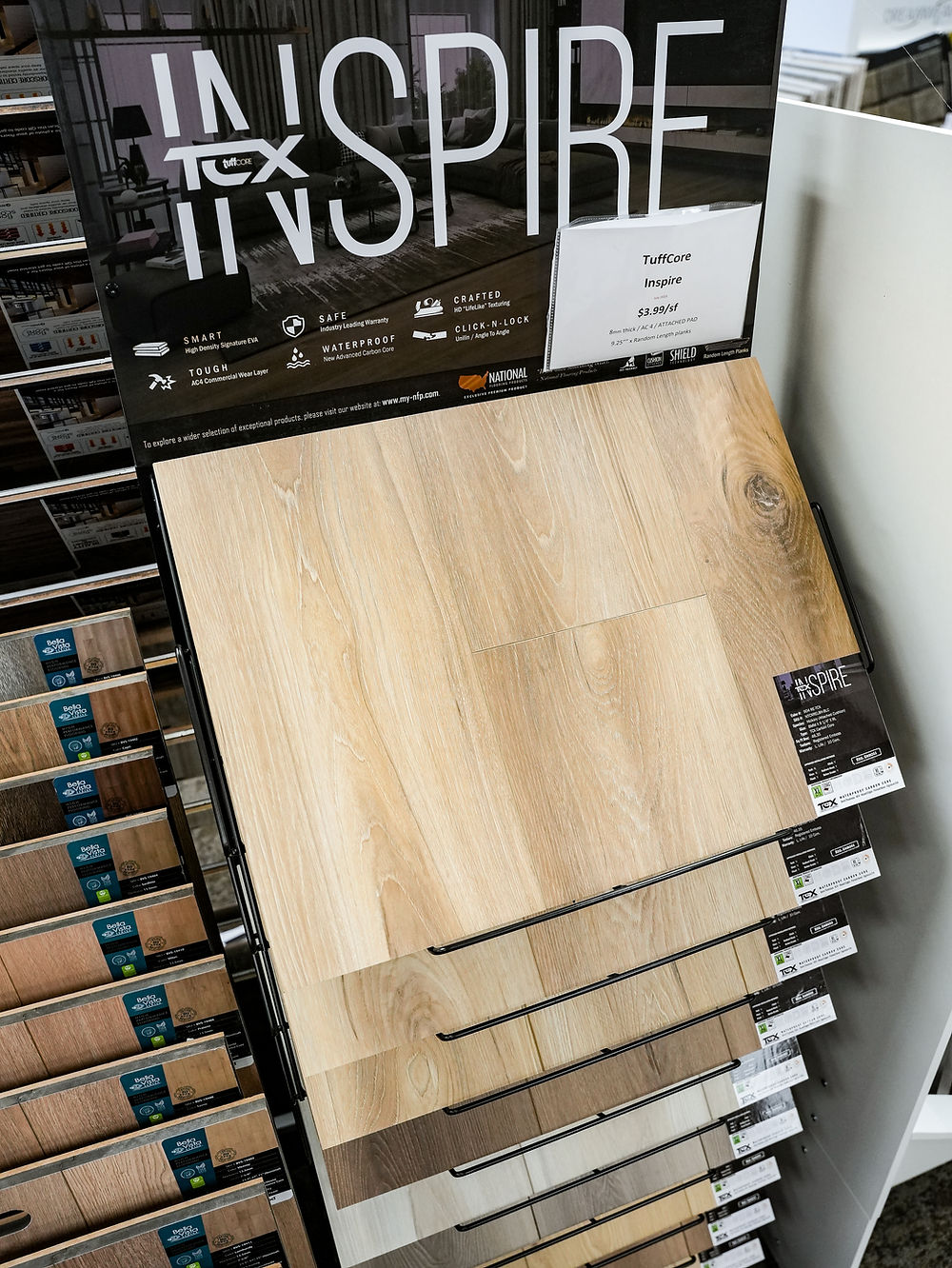 INSPIRE TCX light wood plank flooring samples