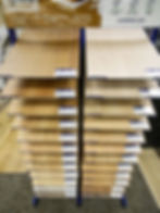 Vertical display of wood flooring samples