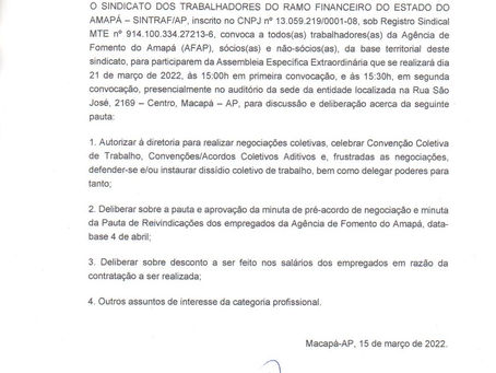 EDITAL ASSEMBLEIA ESPECÍFICA EXTRAORDINÁRIA