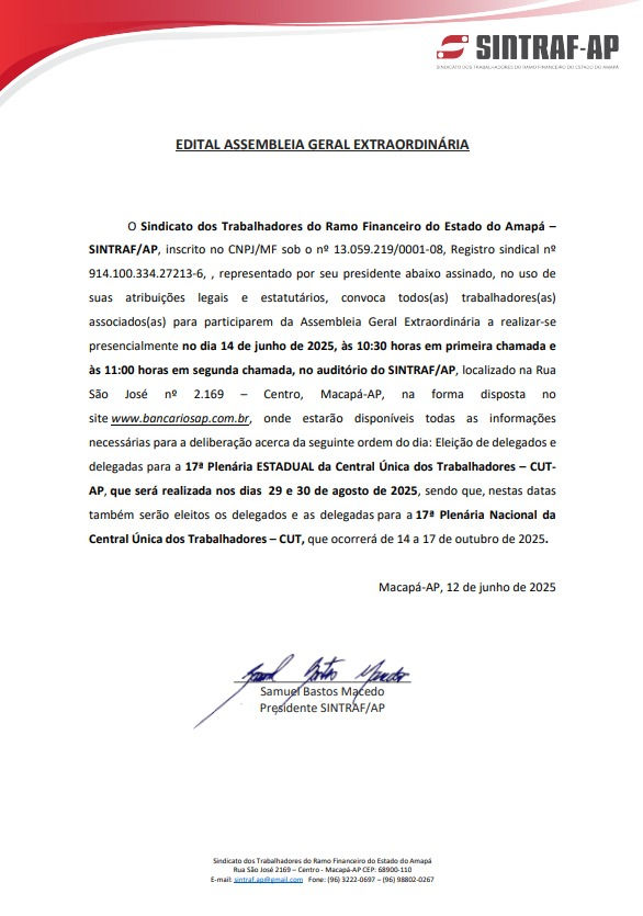 Edital Assembleia Geral Extraordinária 