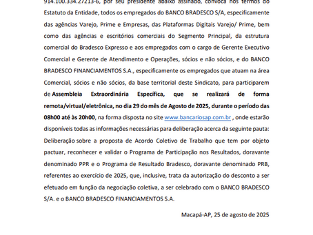 Edital Assembleia Específica Extraordinária