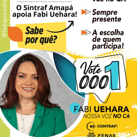 Sintraf-AP apoia Fabiana Uehara para o Conselho de Administração da Caixa