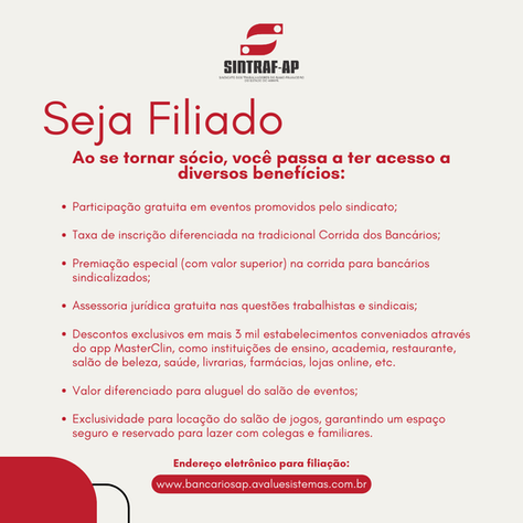 Seja filiad@ do Sintraf-AP e tenha acesso a benefícios e sorteios em dinheiro