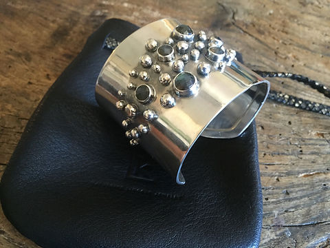 Classic Sterling Silver Cuff with Labradorite Stones