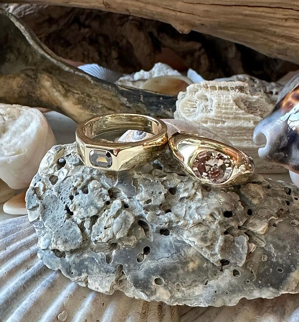 Emerald Cut Salt and Pepper Diamond Ring