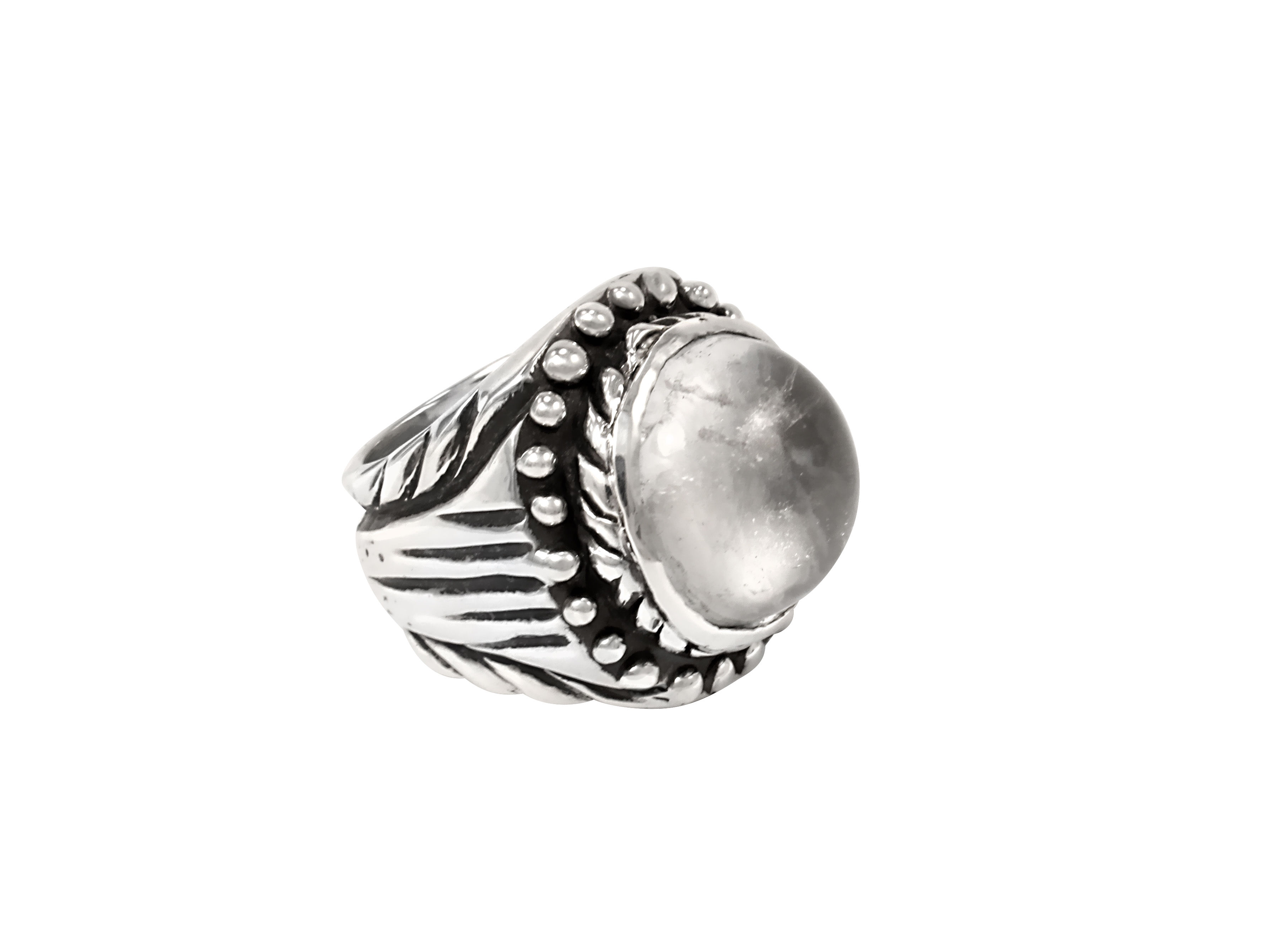 Hand carved sterling ring with crystal ball