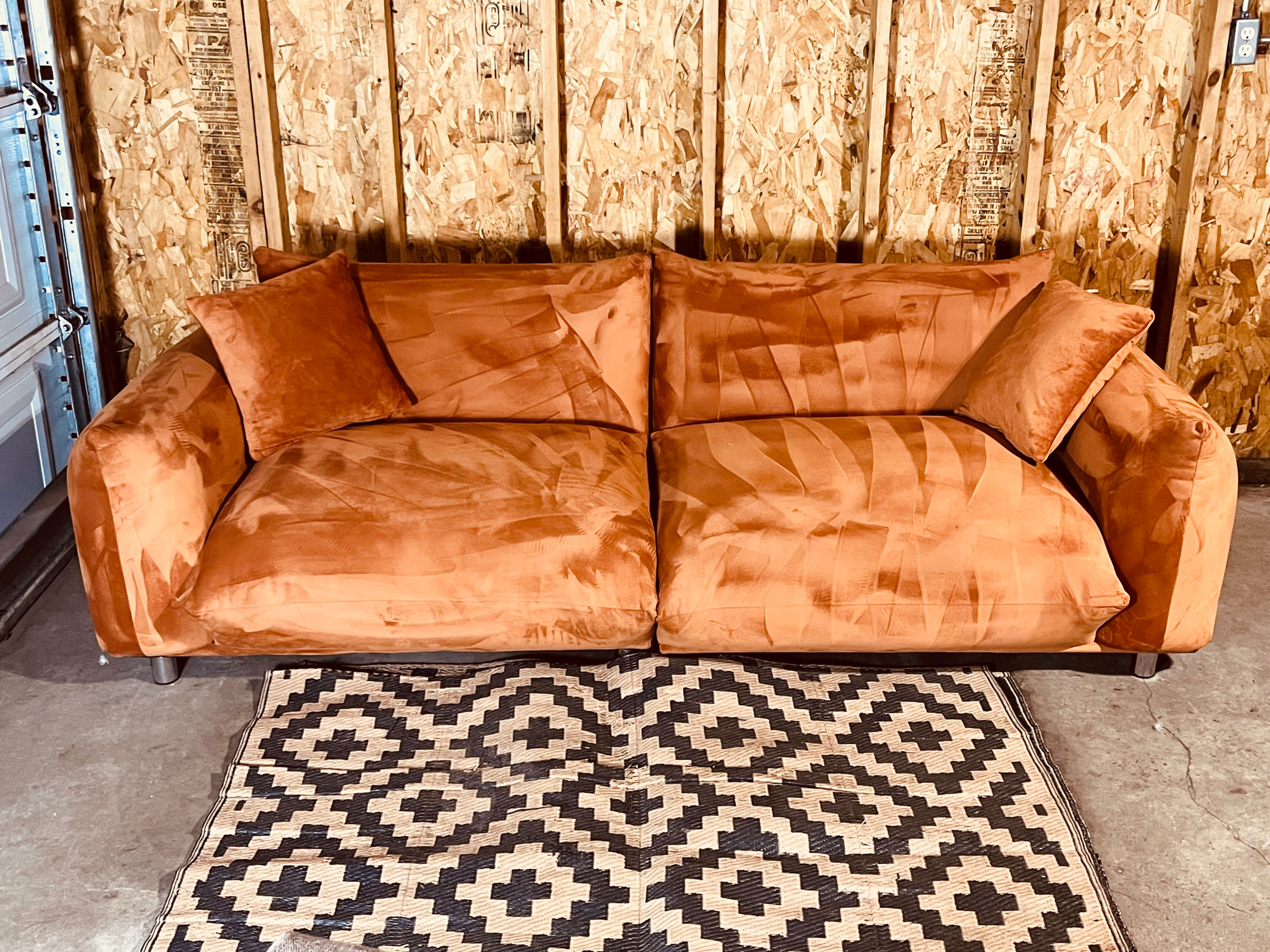 Burnt Orange Velvet Sofa