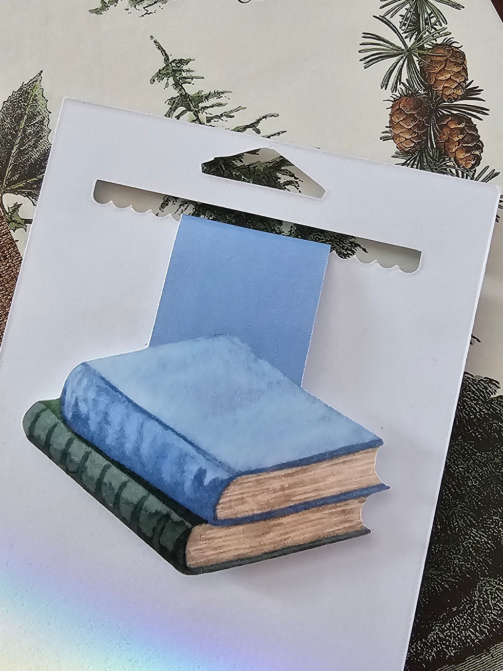 Thumbnail: Stack of Books, Green and Blue, Magnetic Bookmark To Hold Your Place