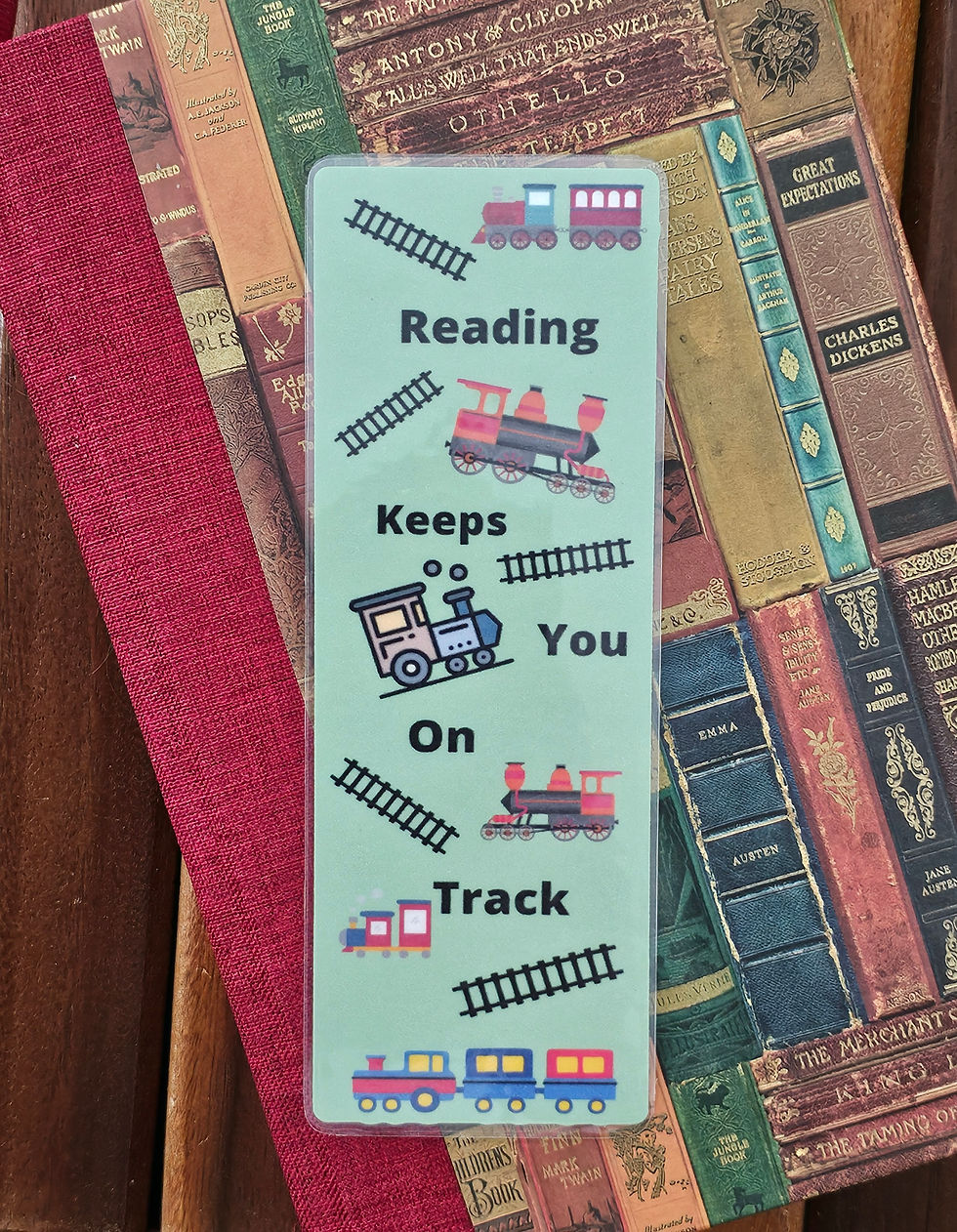 Reading Keeps You On Track, Train Tracks, Laminated Bookmark To Hold Your Place