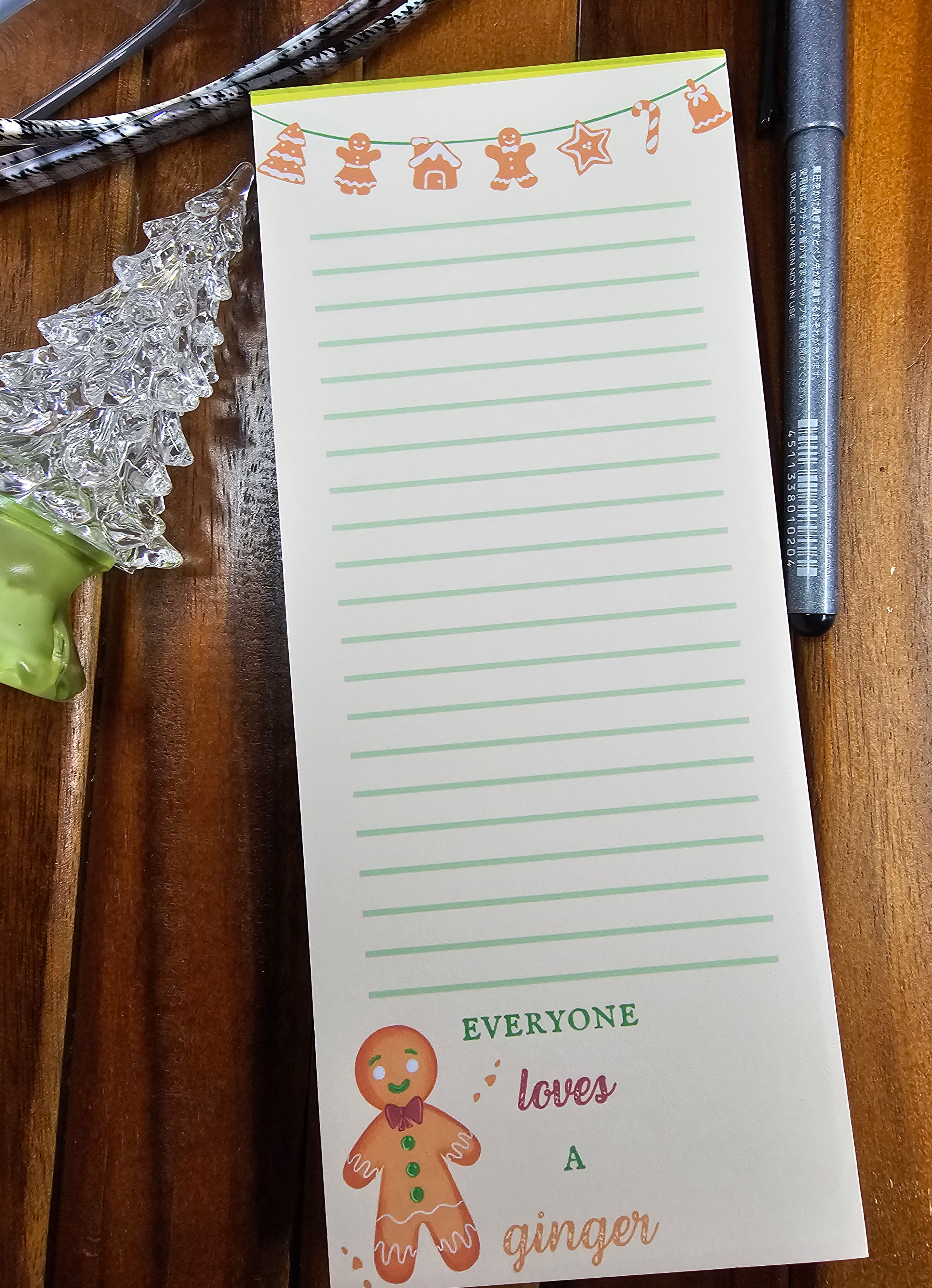 Lined, Everyone Loves A Ginger! Gingerbread Man, Magnetic Grocery Pad 