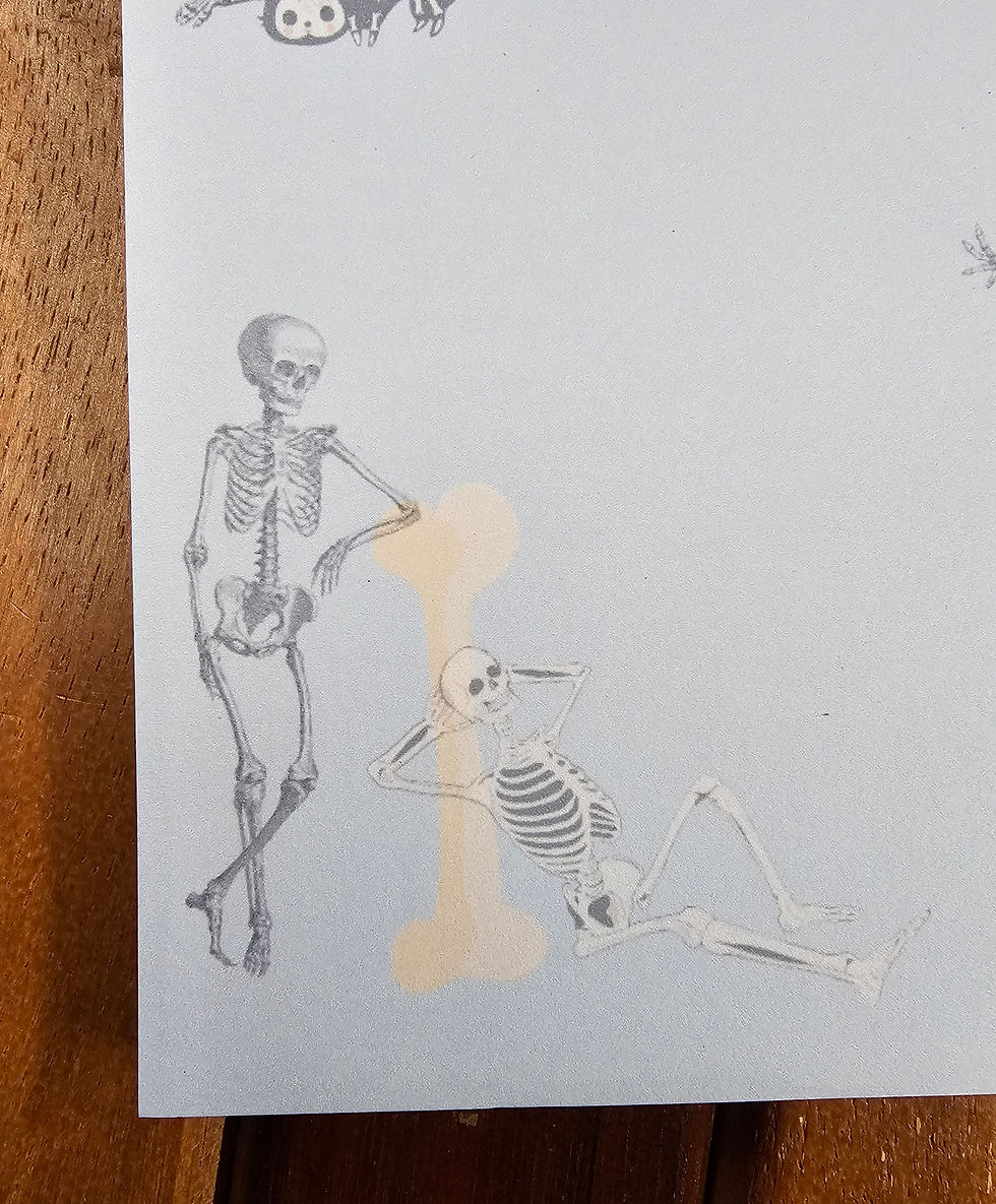 Thumbnail: No Bones About It, There's Work To Be Done, Skeletons, Halloween, Notepad 4x6 