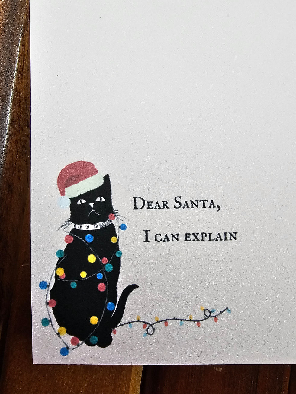 Thumbnail: Dear Santa, I Can Explain, Black Cat Santa Hat, Magnetic Grocery Pad 
