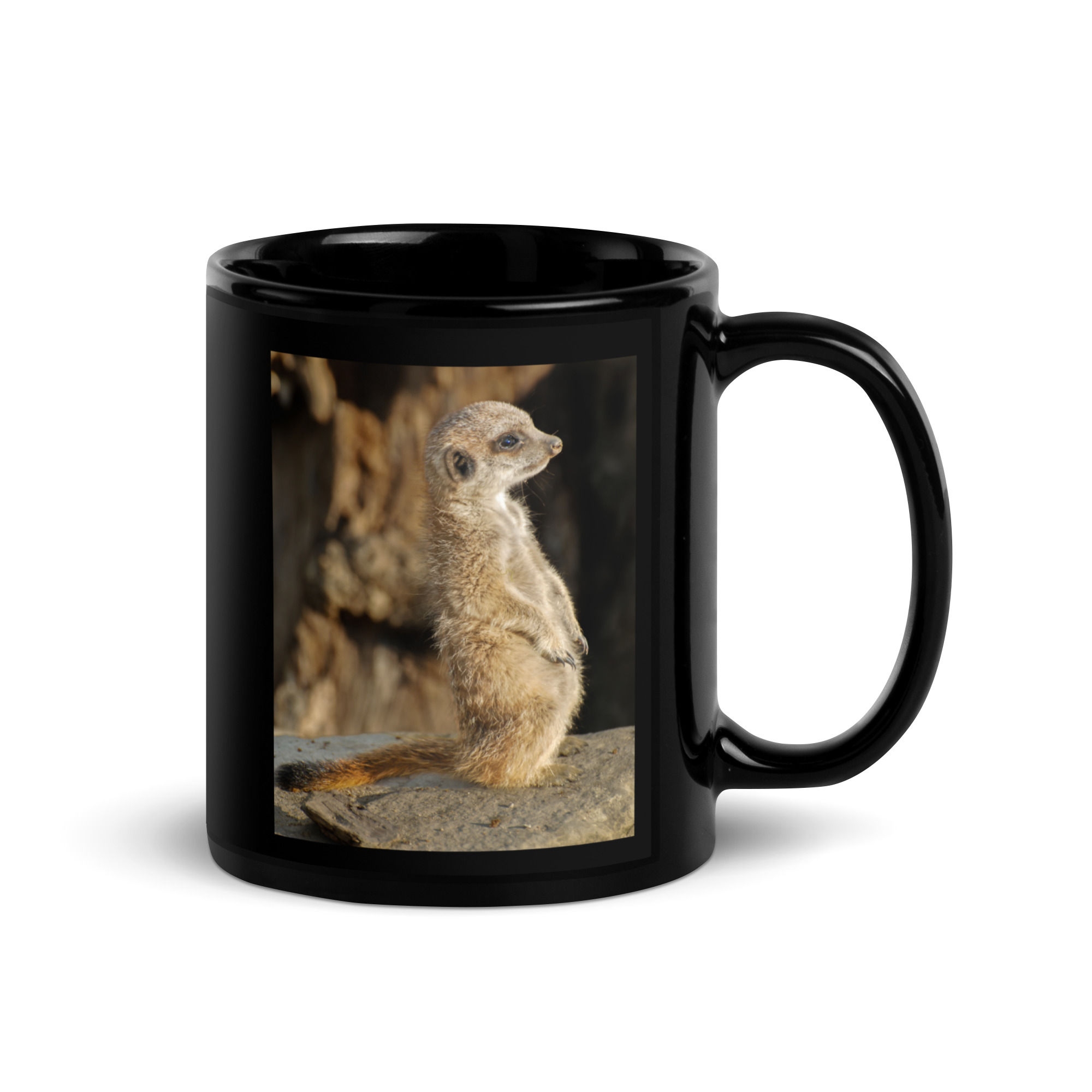 Black Glossy Meerkat Mug