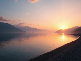 Coucher de soleil sur le lac 