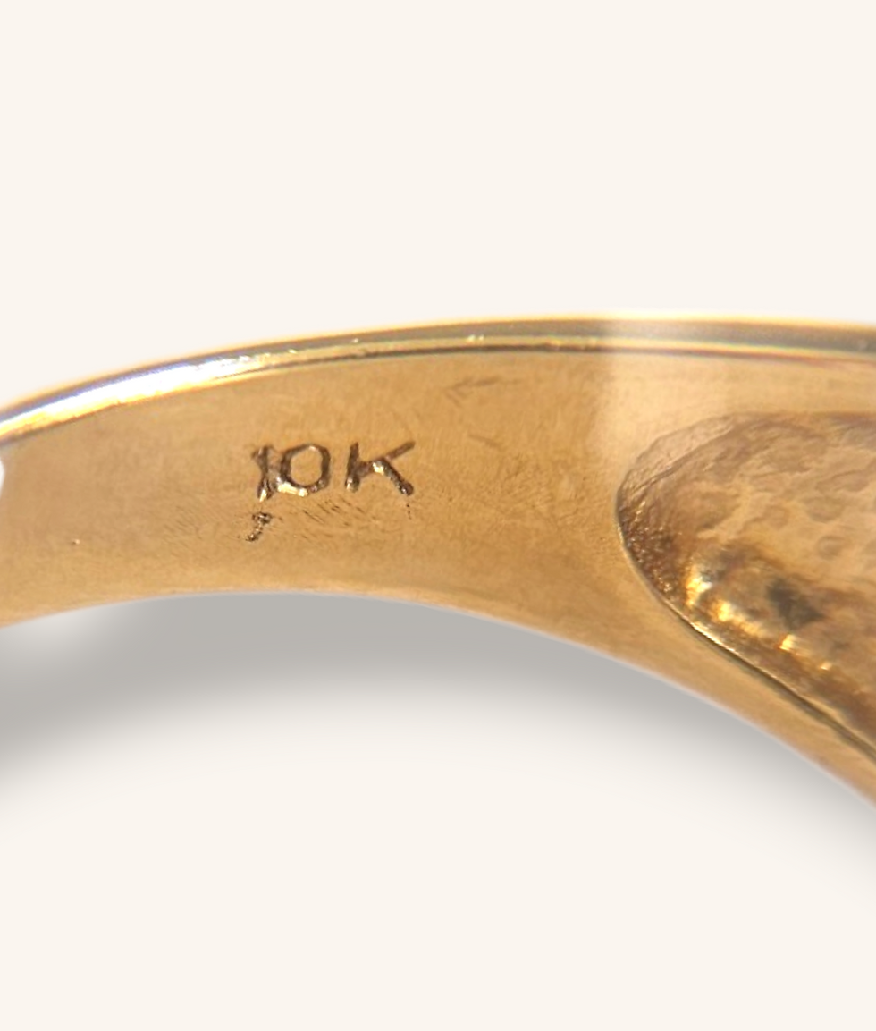 Thumbnail: 10K YELLOW GOLD TIGER EYE DIAMOND RING - SZ 9 - 01164J