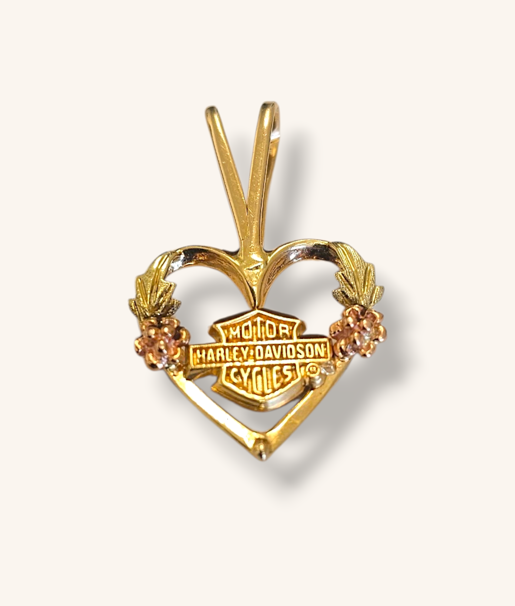 10K YELLOW GOLD "HARLEY DAVIDSON" HEART PENDANT - 01131J