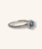 Thumbnail: 14K WHITE GOLD BLUE DIAMOND & ROUND BRILLIANT DIAMOND RING - SZ 6.5 - H