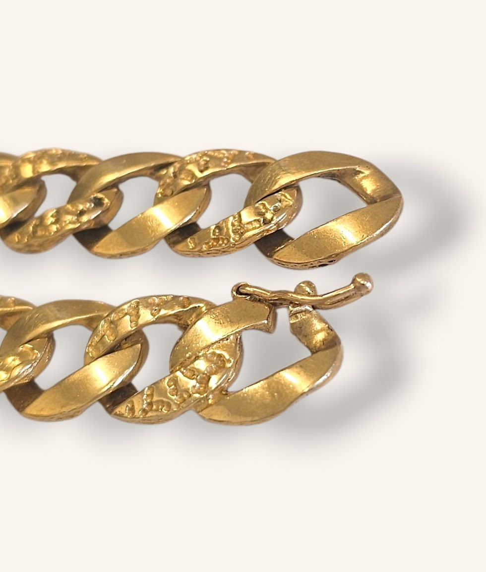 Thumbnail: 10K YELLOW GOLD NUGGET CUBAN LINK BRACELET - 01332J