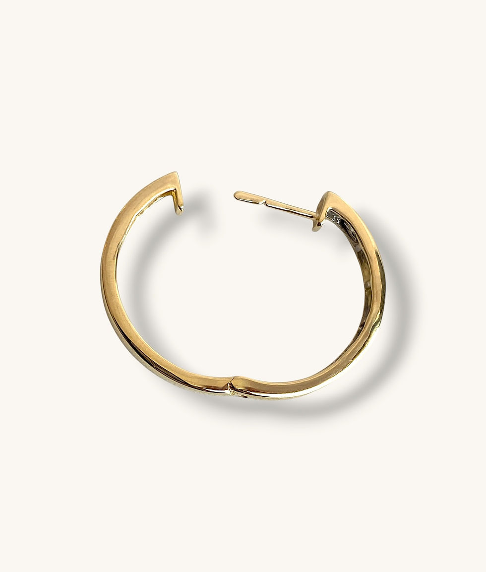 Thumbnail: 14K MEDIUM YELLOW GOLD DIAMOND CHANNET SET HINGE HOOP EARRINGS - ER14K025-HI