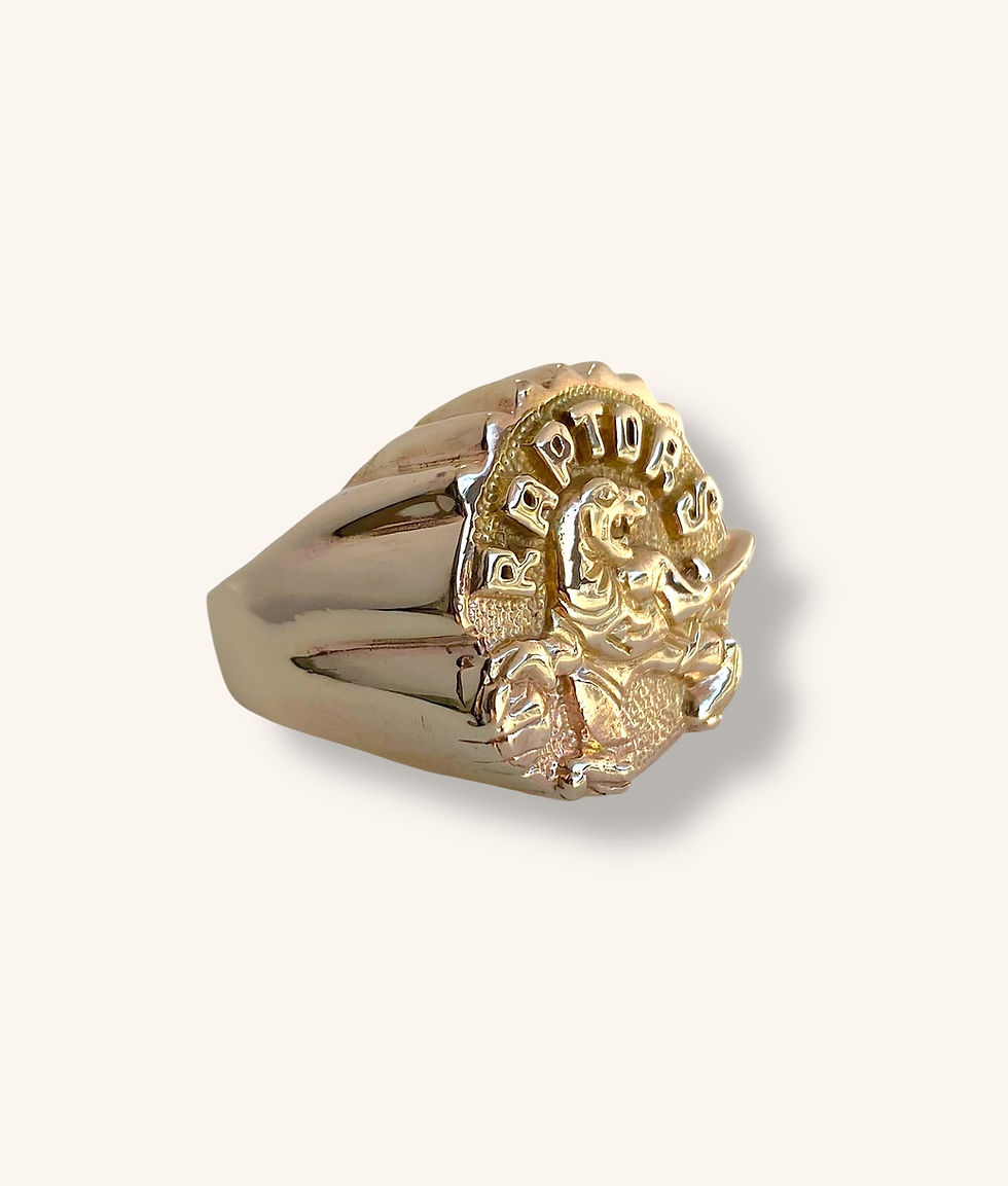 Thumbnail: 10K YELLOW GOLD CUSTOM MADE RAPTORS RING - SZ 11 3/4 - H