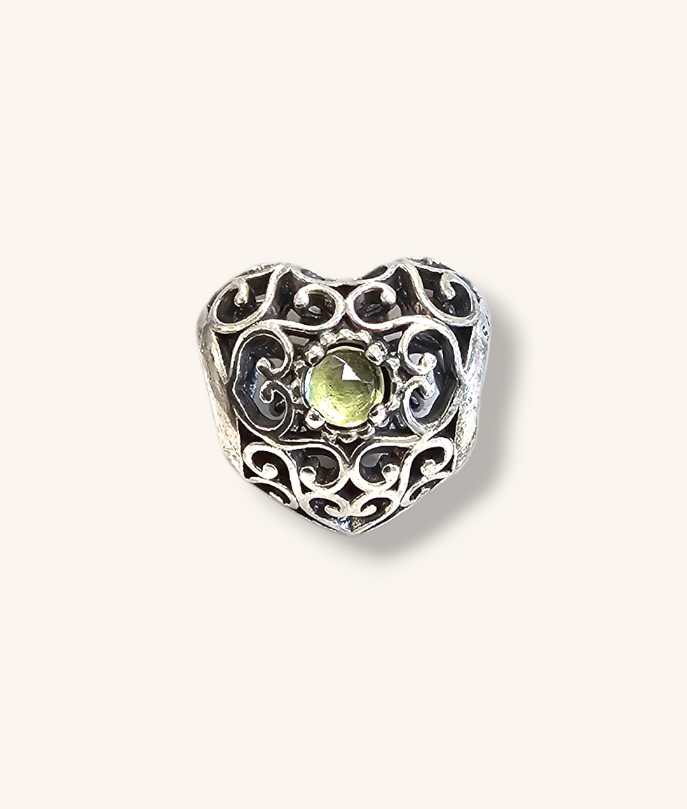 PANDORA AUGUST SIGNATURE HEART BIRTHSTONE CHARM - 00712J