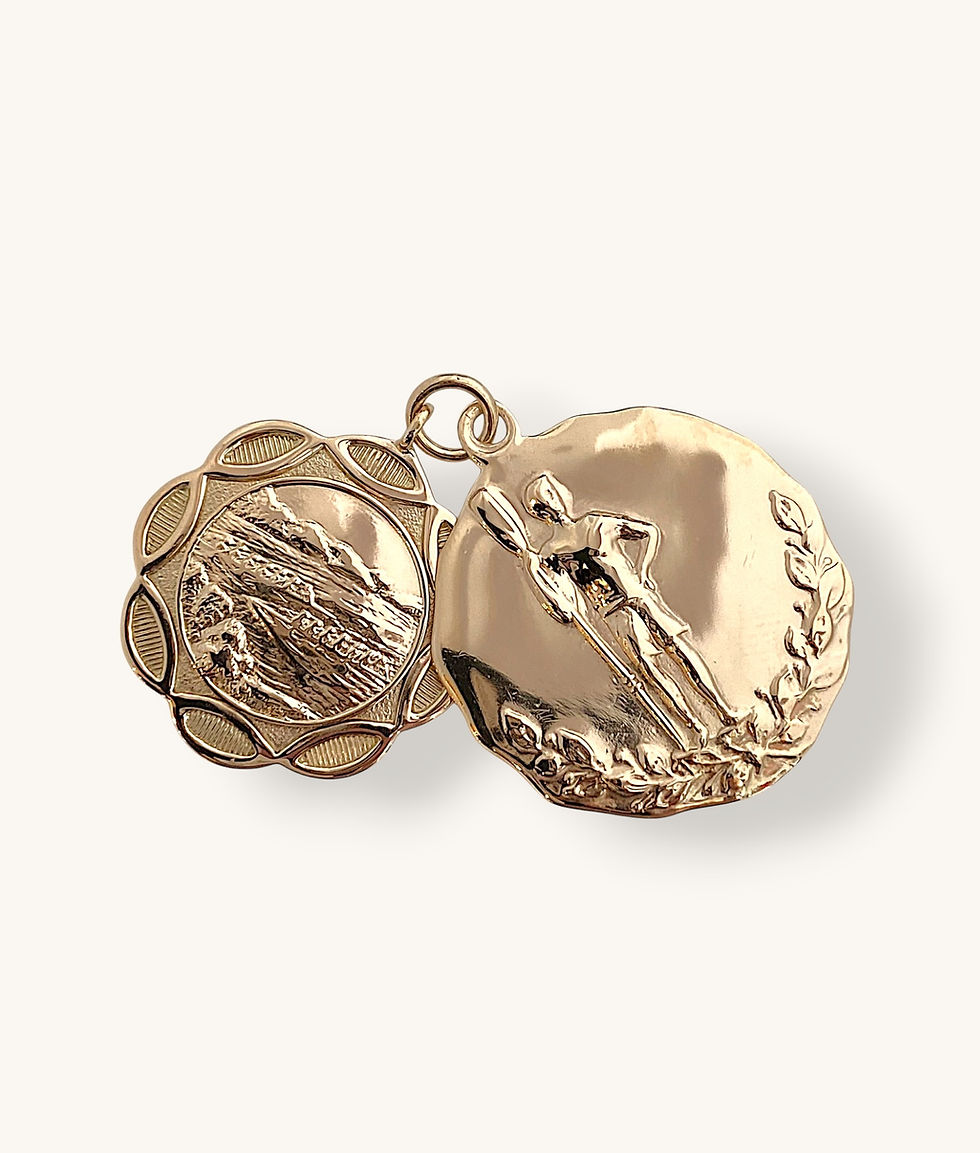 Thumbnail: 10K DOUBLE MEDALLION WREATH ATHLETIC VICTORY PENDANT - H