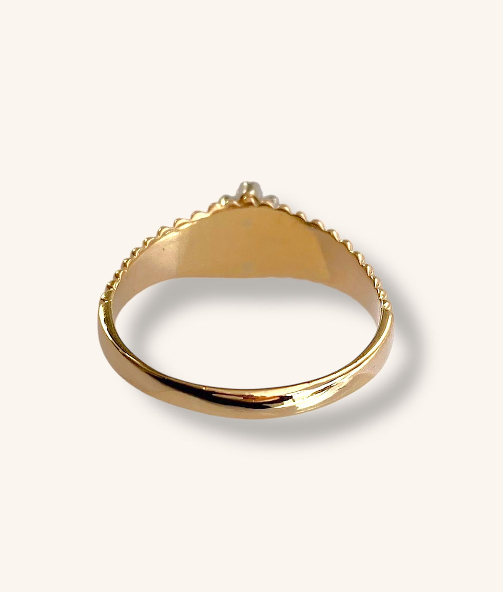 Thumbnail: 14K YELLOW GOLD DIAMOND & SYNTHETIC EMERALD RING - SZ 9 - H