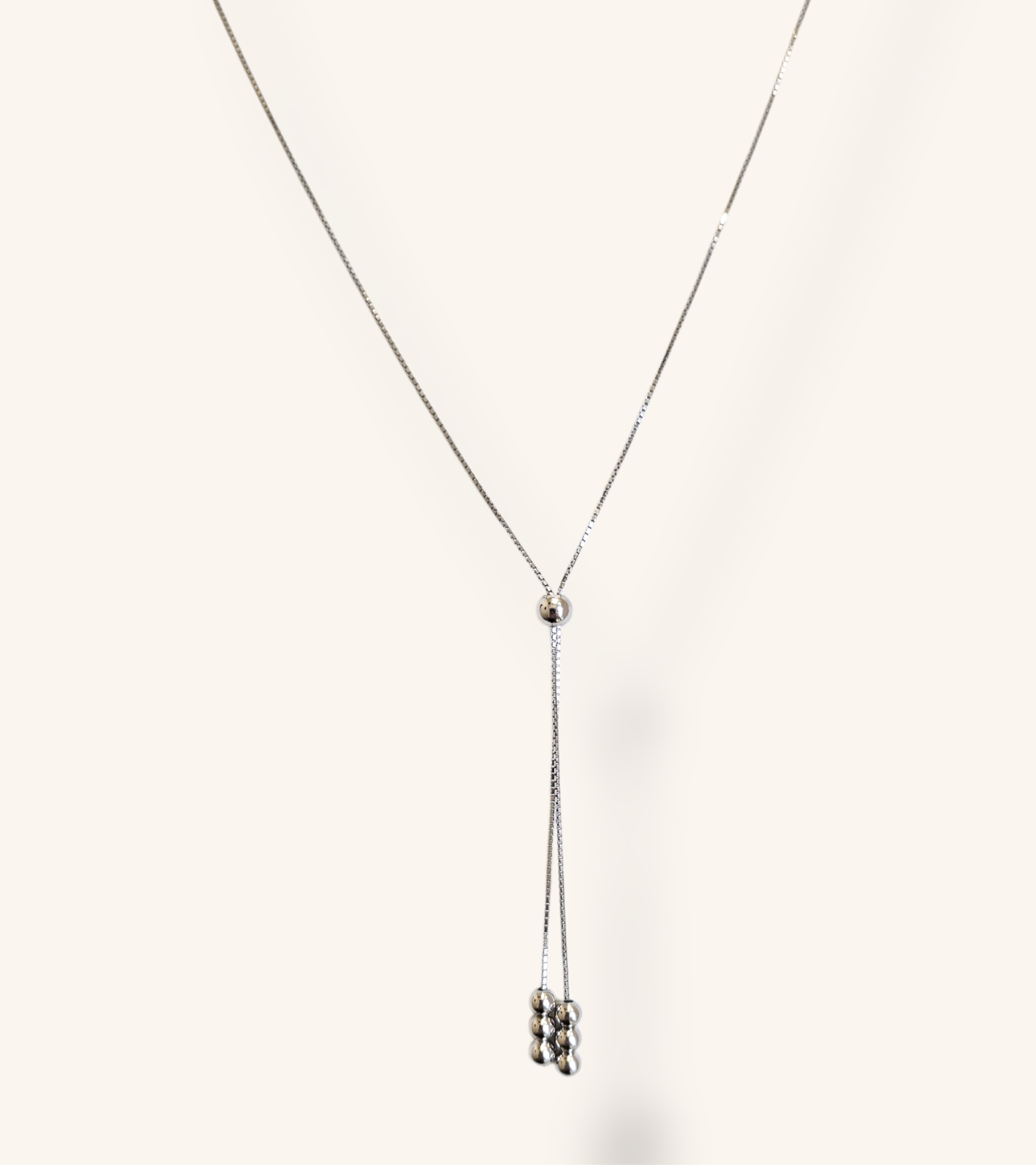 925 SILVER BEADED SLIDER PENDANT NECKLACE - 01067J