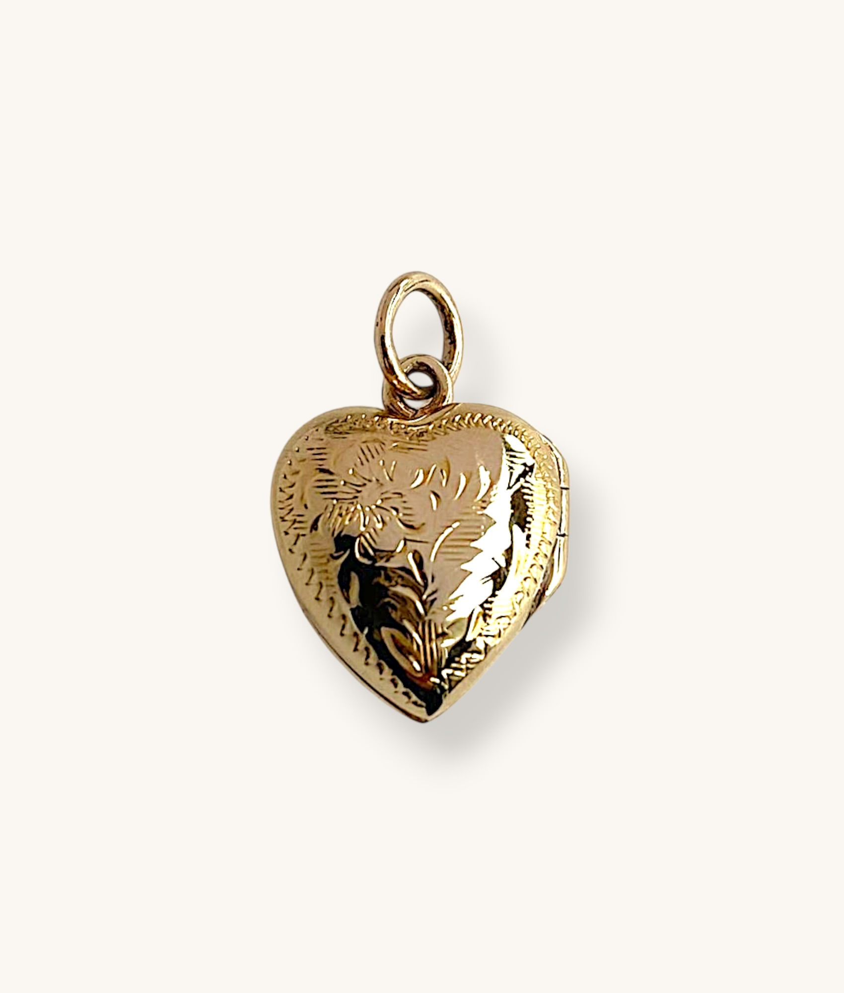 14K YELLOW GOLD PUFF HEART LOCKET PENDANT - H