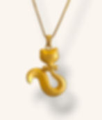Thumbnail: 24K YELLOW GOLD FOX IMMORTAL (HUXIAN) PENDANT NECKLACE 21" - 01343J