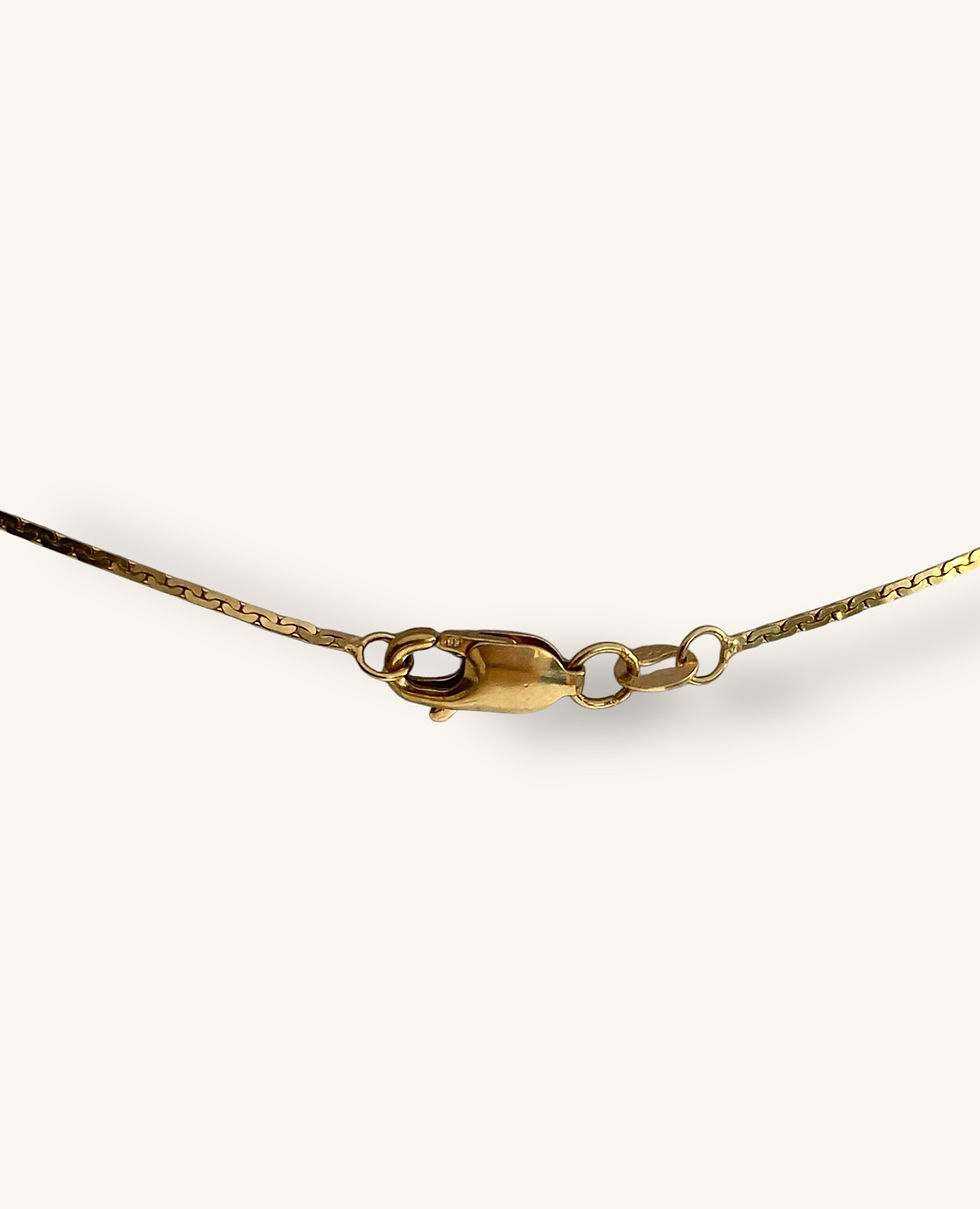 Thumbnail: 10K GOLD ITALIAN SNAKE CHAIN & ROUND DIAMOND CROSS PENDANT 18.5 "- H
