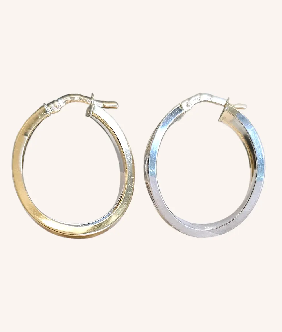 Thumbnail: 14K GOLD TWO TONE DOUBLE HOOP EARRINGS - 00992J