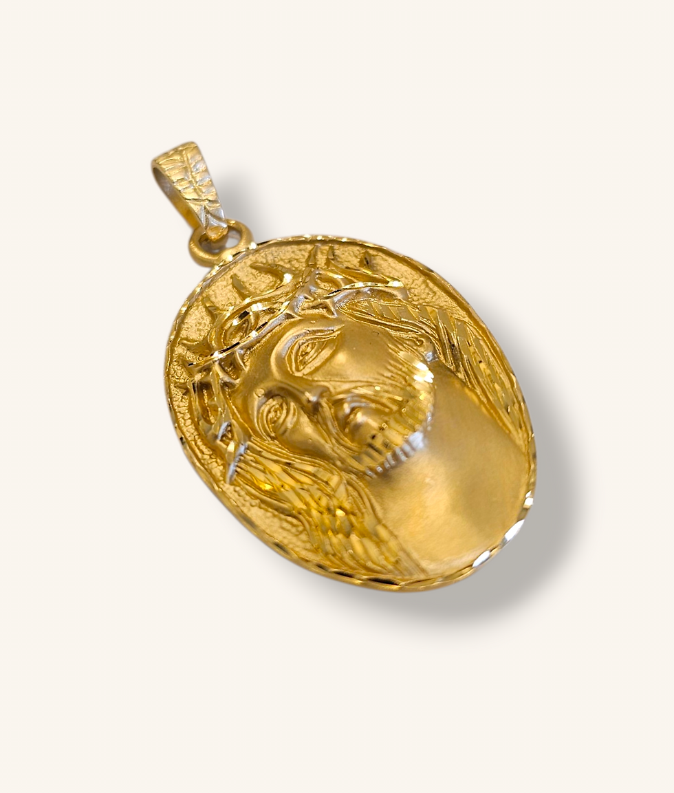 Thumbnail: 14K YELLOW GOLD JESUS CHRIST FACE PENDANT - 01115J
