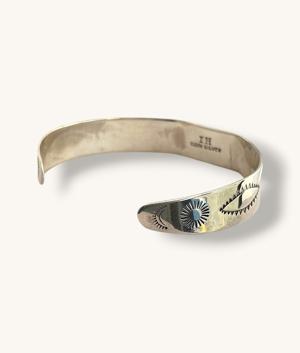 Thumbnail: 925 COIN SILVER VINTAGE NAVAJO ADJUSTABLE CUFF- H