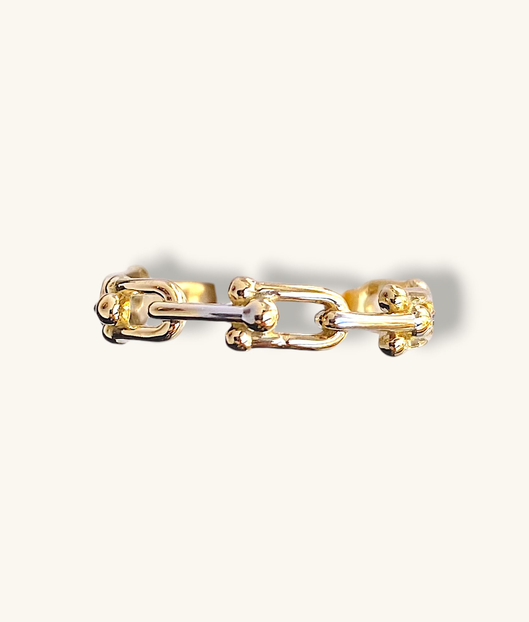 18K TWO-TONED HARDWARE MICRO-LINK RING SIZE 6 - RG18K010 - HI