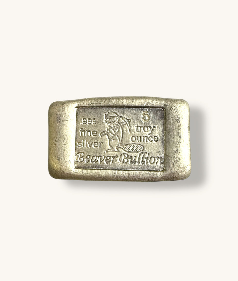 1oz Silver Beaver Bullion Poured Bar .999