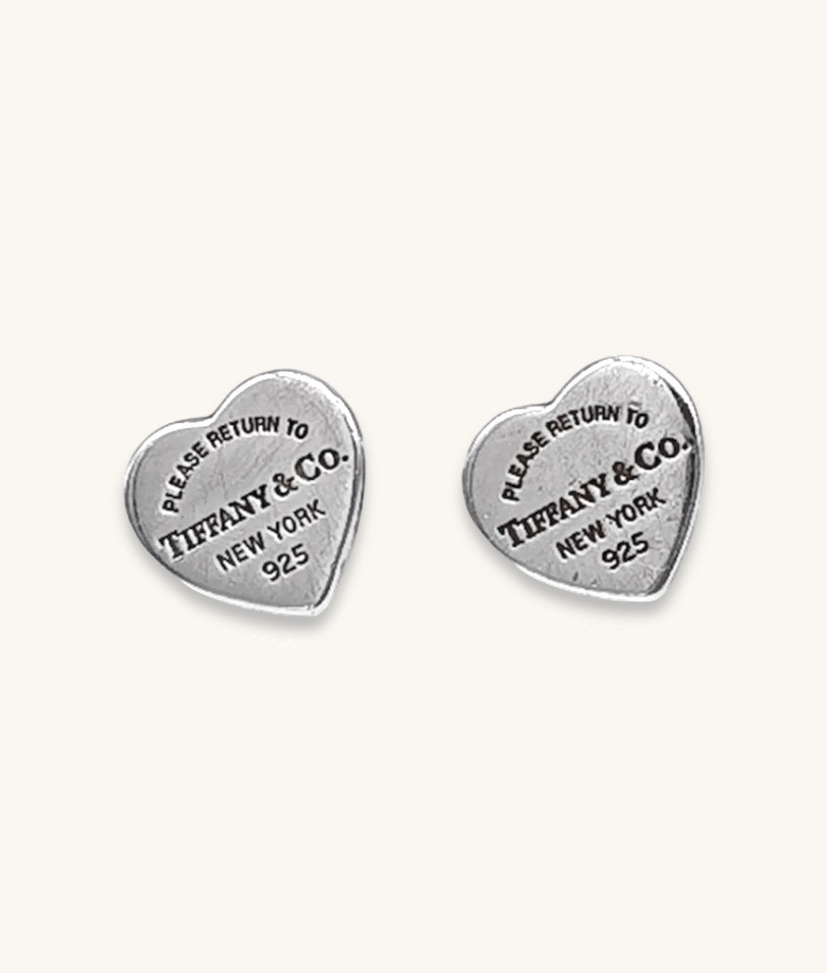 AUTHENTIC STERLING SILVER TIFFANY & CO. MINI 10mm HEART STUD EARRINGS - 00362H