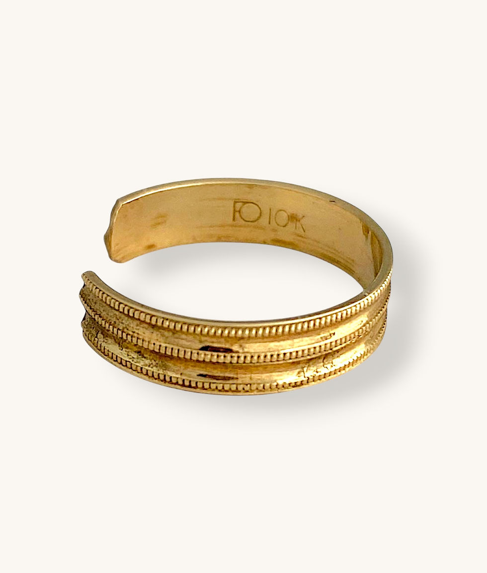 Thumbnail: 10K YELLOW GOLD ADJUSTABLE TOE RING TEXTURED DOUBLE BAND MILLGRAIN EDGE - H