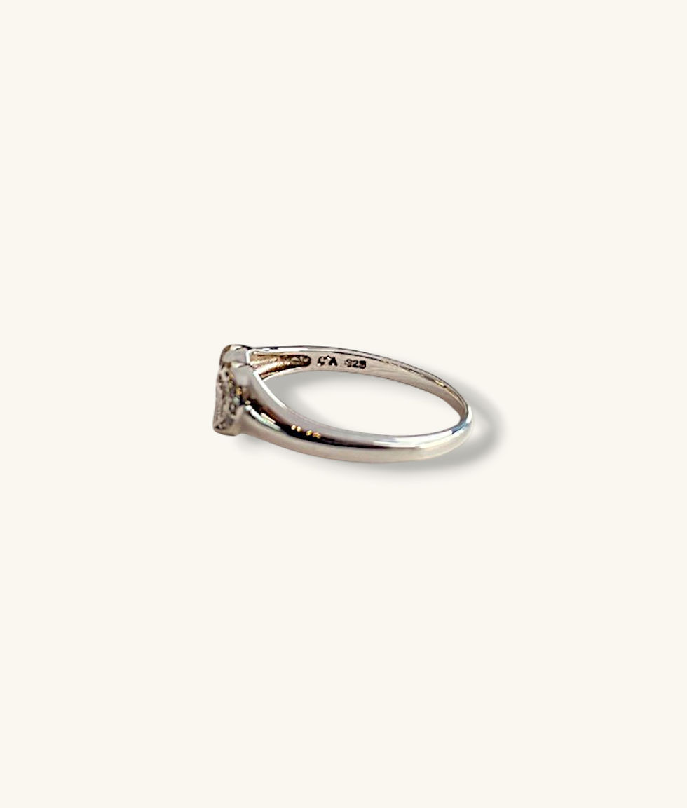 Thumbnail: 925 STERLING SILVER HEART MOM CZ RING SZ 6 - RG925080-H