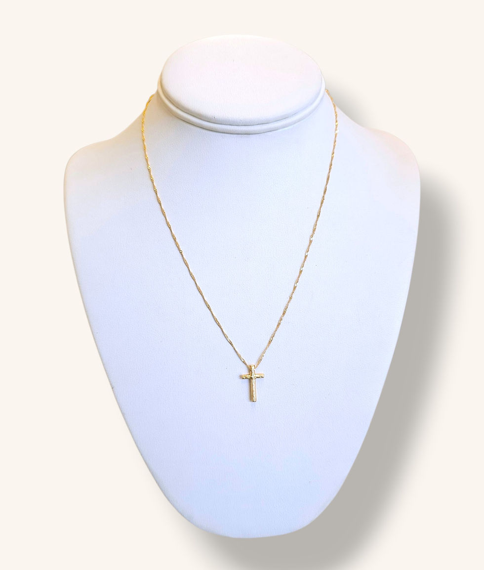 Thumbnail: 14K YELLOW GOLD CROSS DIAMOND-CUT PENDANT NECKLACE 17.5" - 01238J
