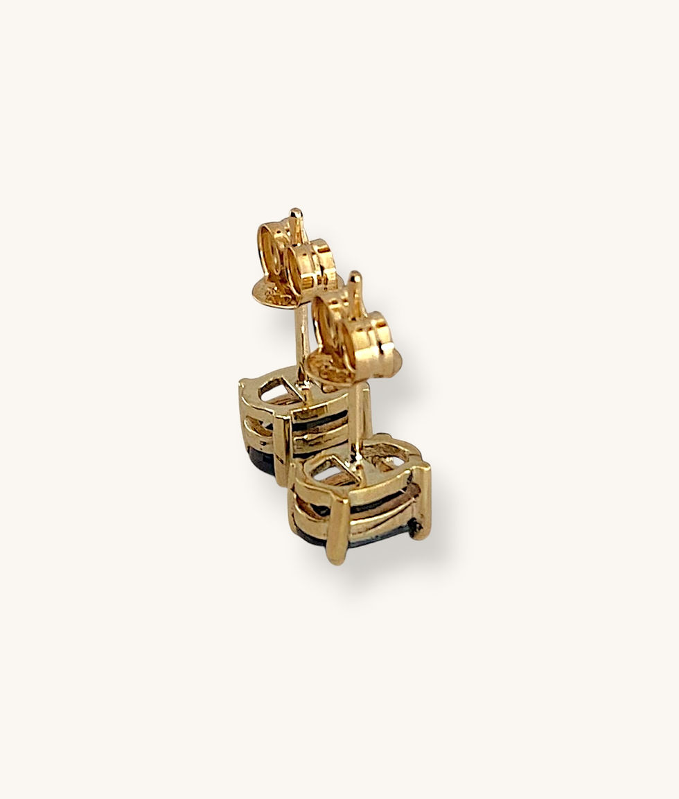 Thumbnail: 10K YELLOW GOLD OVAL CUT SAPPHIRE STUD EARRINGS - H