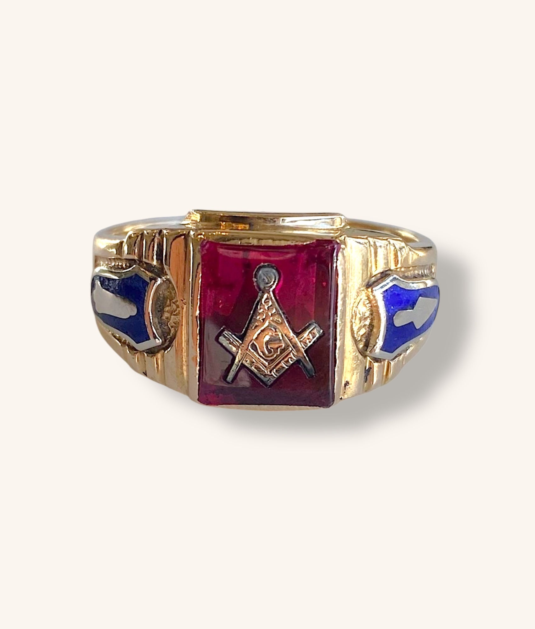 14K YELLOW GOLD MASONIC RING - H