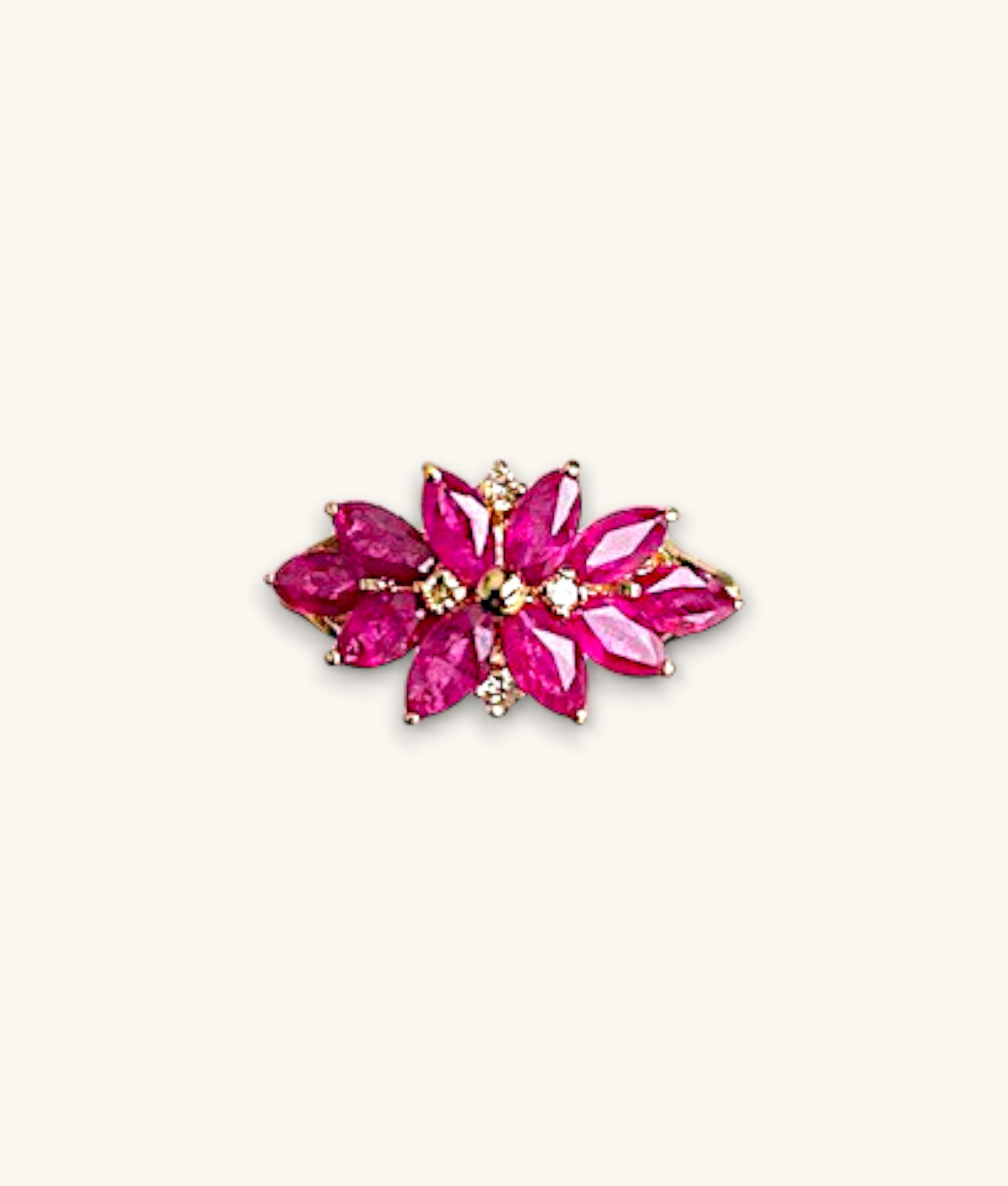 10K 1.4 CTW MARQUISE RUBY AND DIAMOND FLOWER RING- RG10K119-H