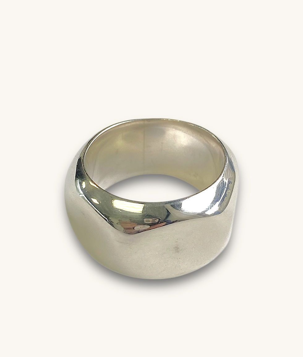 Thumbnail: 925 STERLING SILVER HOLLOW 3 FACE DOME RING - SZ 8.5 - 00868H