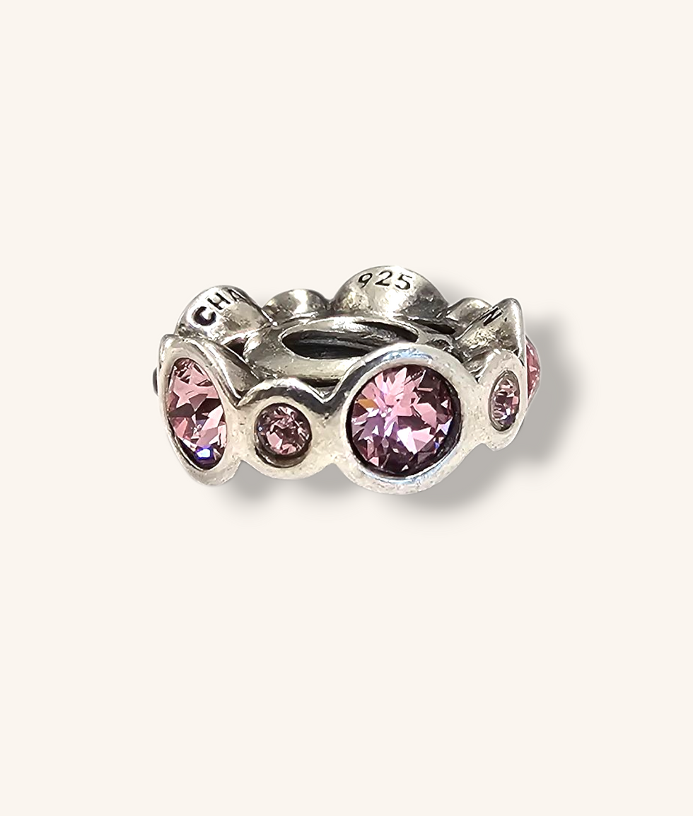 Thumbnail: CHAMILIA PINK CRYSTAL BIRTHSTONE SPACER CHARM - 00766J