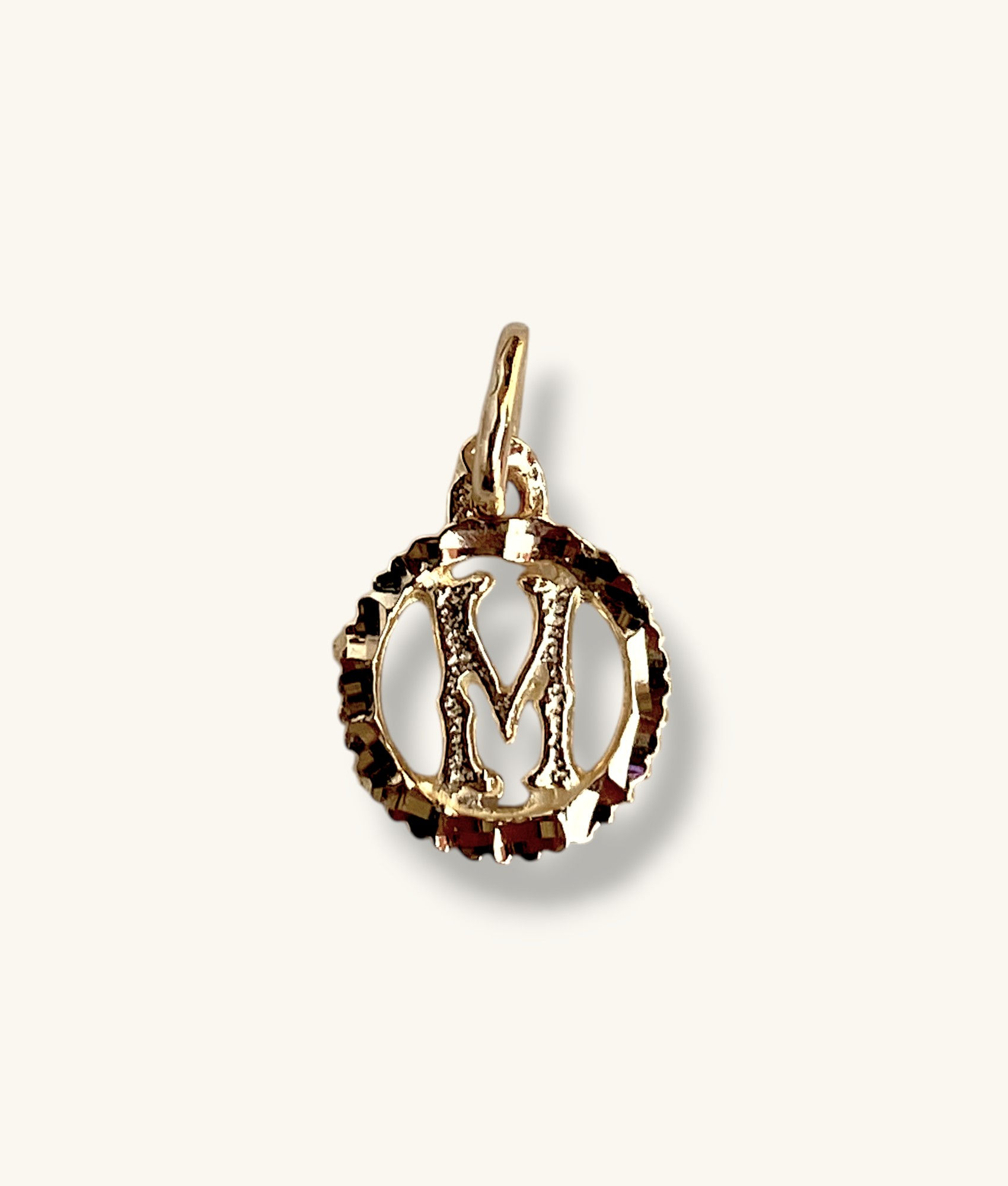 10K VINTAGE ROUND DIAMOND CUT BORDER INITIAL "M" PENDANT - PD10K211 - H