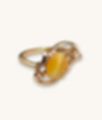 Thumbnail: 10K CHRYSOBERYL CAT’S EYE CABOCHON RING - SZ 3.5 - H