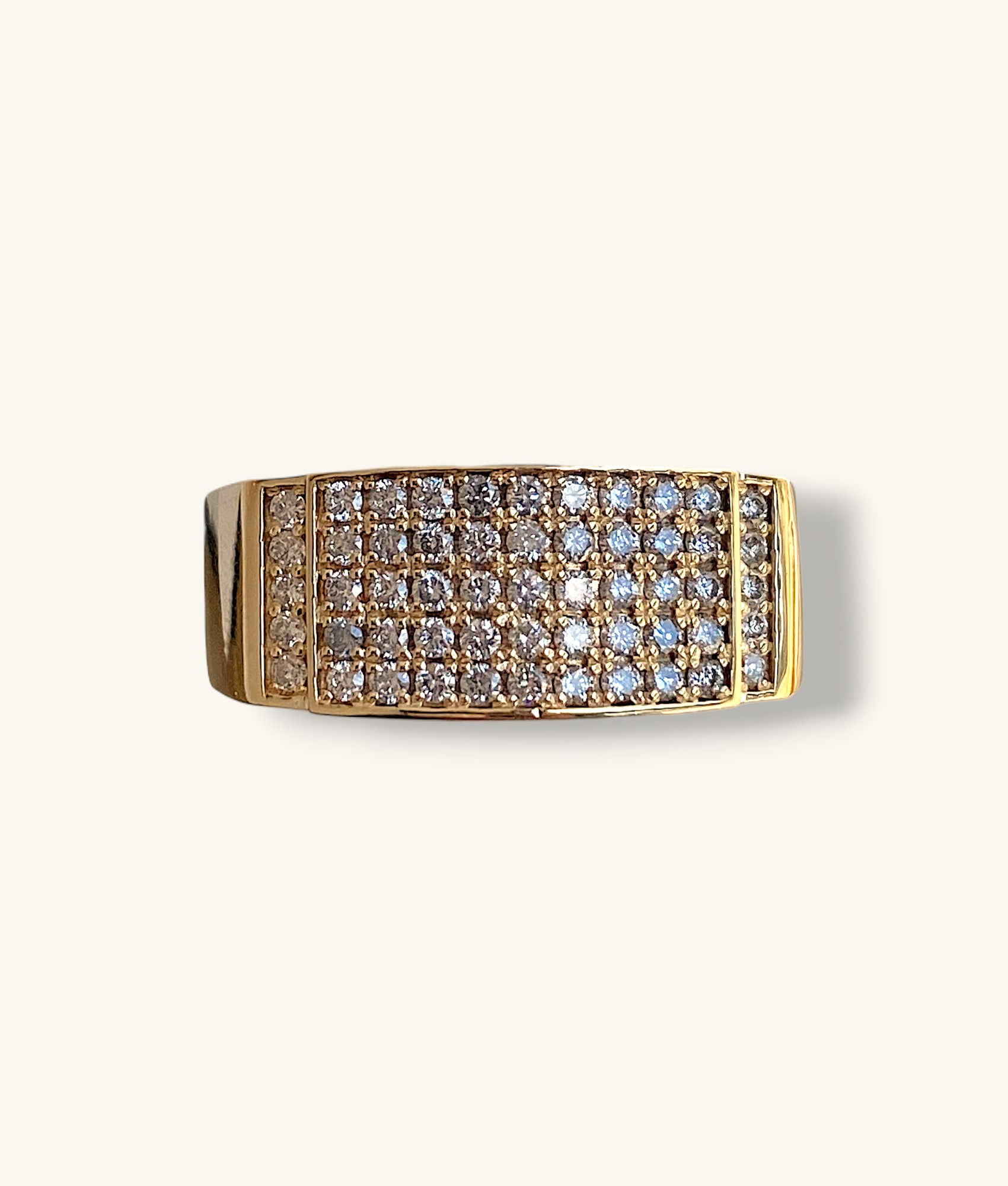 10K PAVE DIAMOND MENS SIGNET RING- RG10K012-H