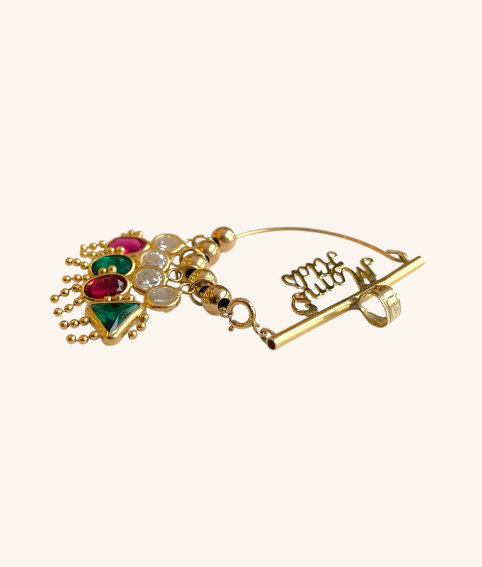 Thumbnail: 10K MOM’S KIDS MOVING PENDANT YELLOW GOLD SYNTHETIC STONES - H