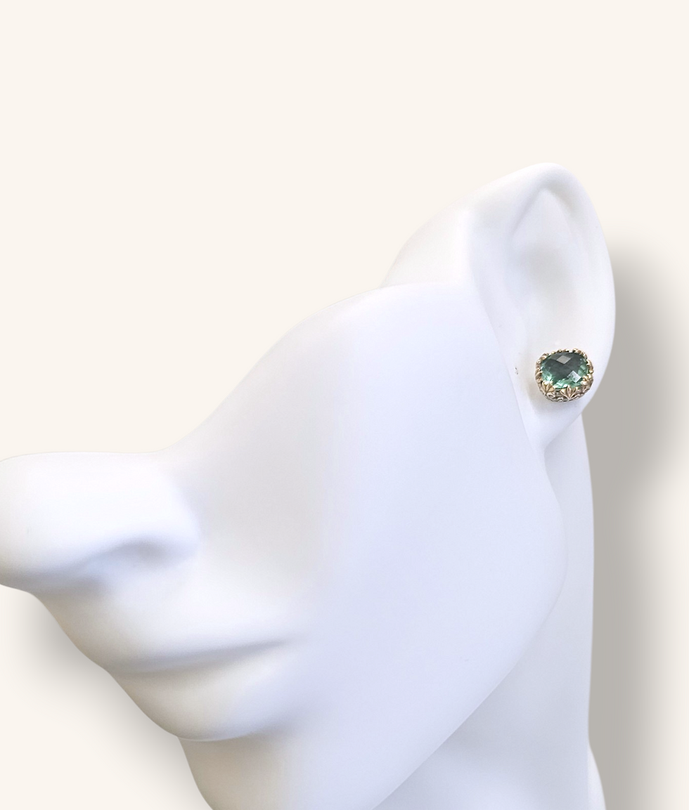 Thumbnail: 925 SILVER GREEN CUBIC ZIRCONIA EARRINGS - 01212J